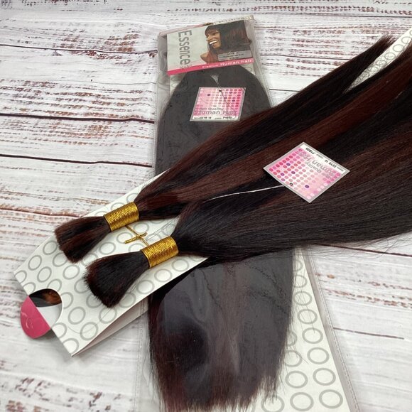 2 Packs 16” Essence #1B/33 Black & Auburn Yaki Bulk Micro Braiding Blend Hair - Picture 3 of 4